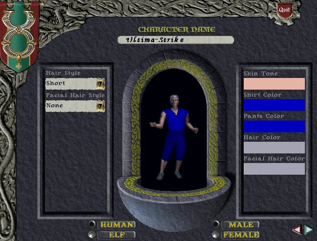 Ultima Online Karakter Oluşturma Ekranı